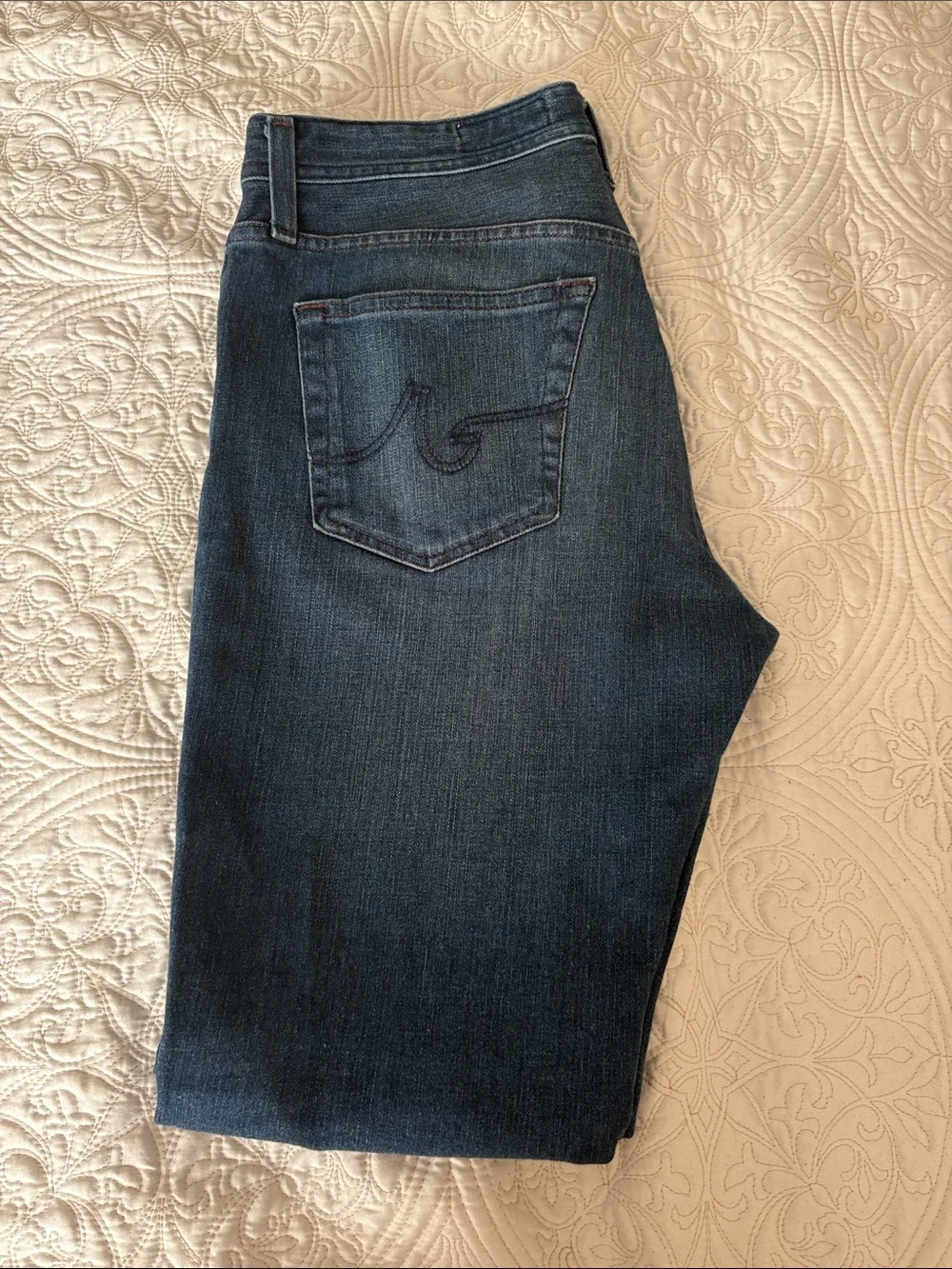 Ag Adriano Goldschmied Men's Straight Jeans in Dark Blue Denim